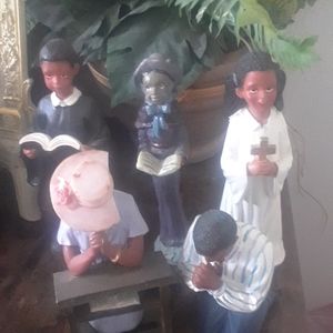 Black figurines praying & "One More Day Lord" Grandma Figurine